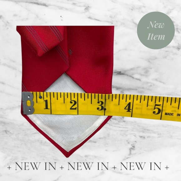 Oscar De La Renta Red Striped Silk Tie Mens Classic Formal Accessory 58" Long - Picture 8 of 14